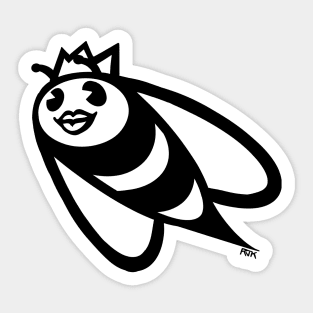 Queen Bee Graphic Design Black Outline Sticker